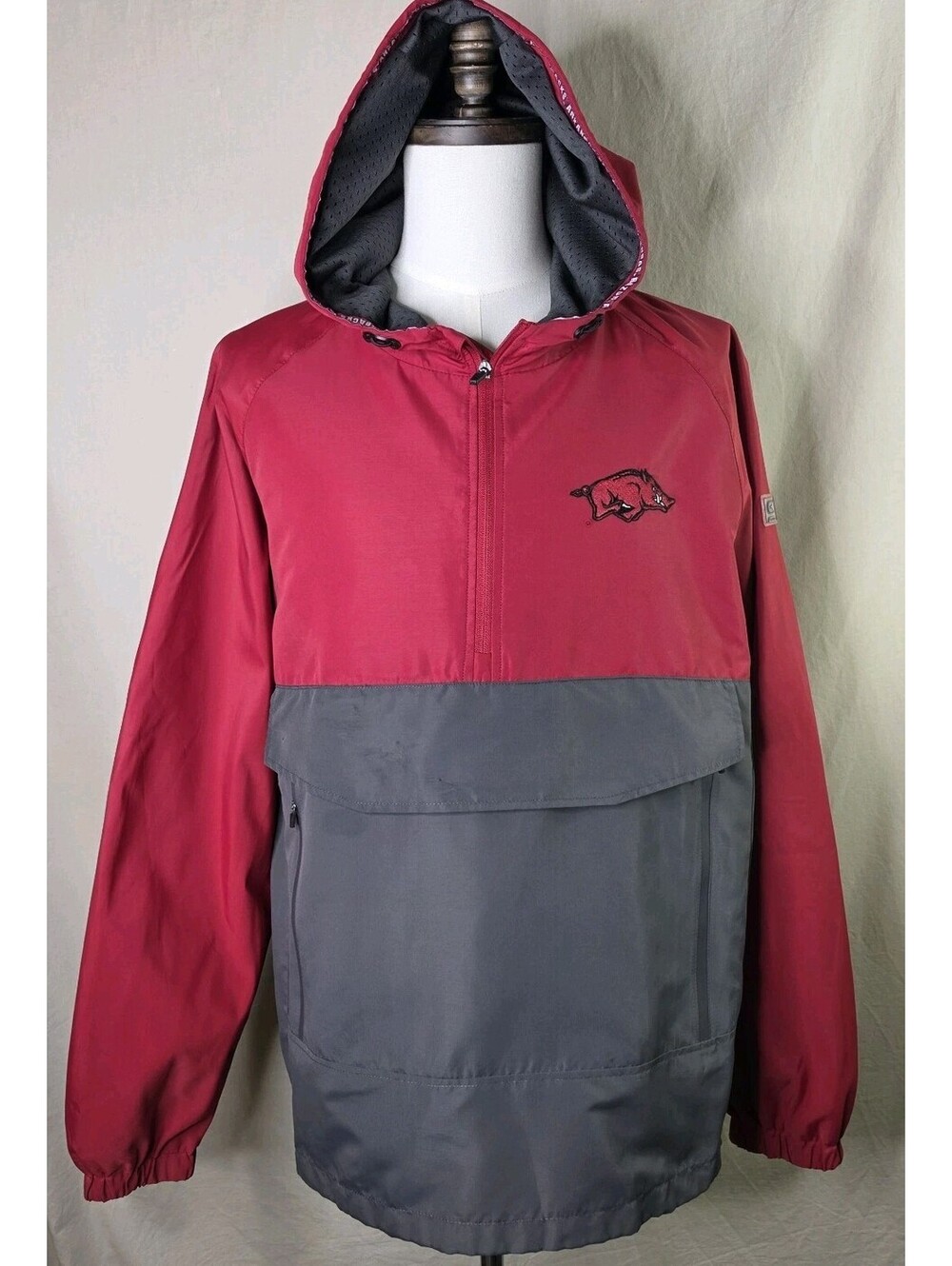 Colosseum Arkansas Razorbacks Anorak Jacket Mens XL Red Grey Quarter Zip...